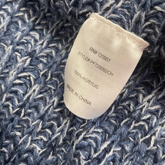 Pink Rose Open Knit Cardigan Open Front Sharkbite Hem Blue/White Size Large - Picture 9 of 9